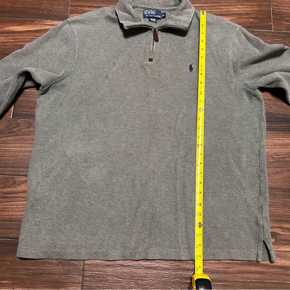 Polo Ralph Lauren Quarter Zip Sweater XL Olive Green Navy Pony - Picture 5 of 9